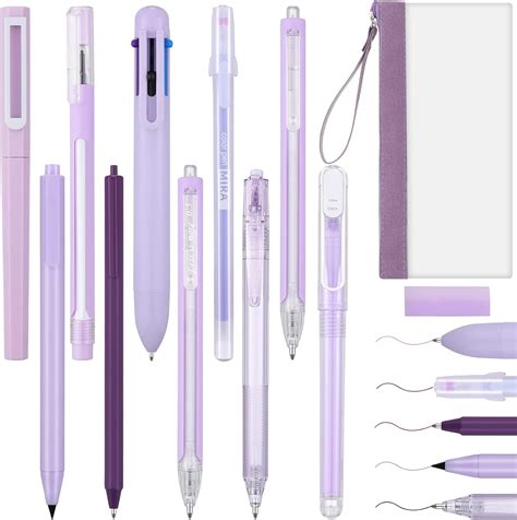 12 Pcs Purple Stationery Set Includes Purple Gel Ink Pen