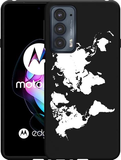 Motorola Edge Hoesje Zwart World Map Designed By Cazy Bol