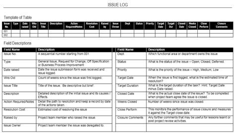 13 Free Sample Issue Log Templates Printable Samples