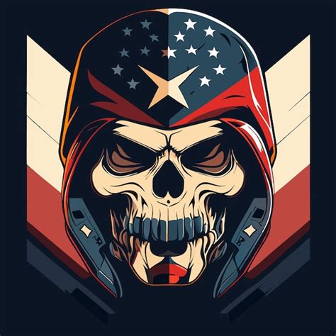 Premium Vector Patriotic Skull Head Art American Flag Color Illustration