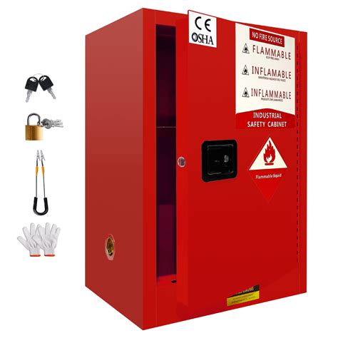 Red Galvanized Steel Flammable Cabinet 12 Gallon Flammable Safety