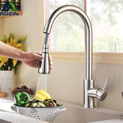 Single Hole Pull Out Spout Kitchen Sink Mixer Tap Stream Sprayer My