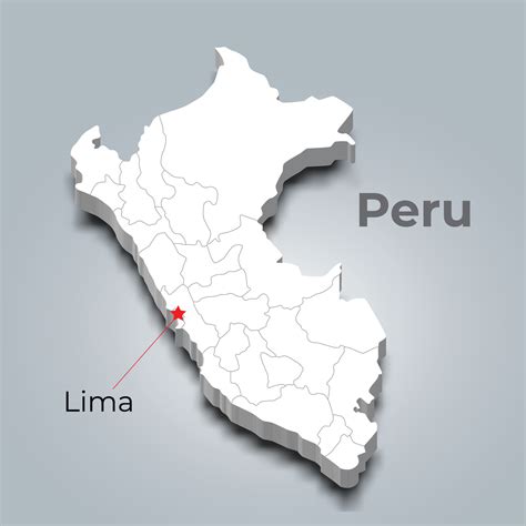 Peru 3d map with borders of regions and its capital 36124909 Vector Art