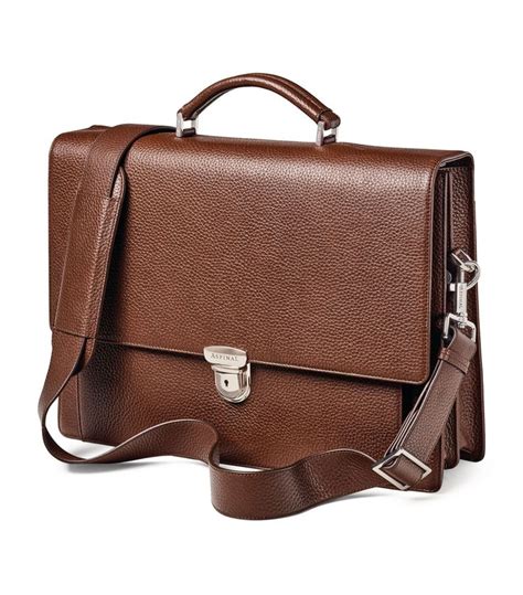 Mens Aspinal Of London Brown Leather City Laptop Briefcase Harrods US