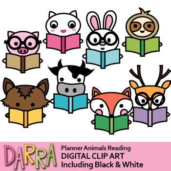 Animals Reading Clip Art | Book clip art, Clip art, Back to school crafts