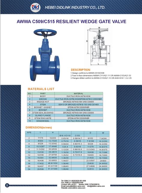 Awwa Gate Valve Awwa C515 Gate Valve Awwa C509 Gate Valve Product Center Hebei Didlink