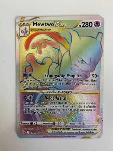 Card Pokémon Mewtwo V Astro Original Copag Raibow Frete grátis