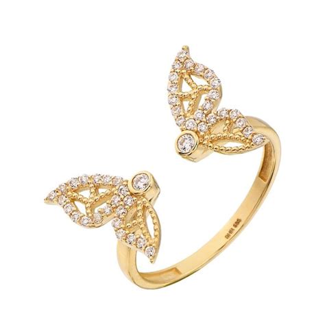 14k Gold Butterfly Ringsolid Gold Half Butterfly Etsy