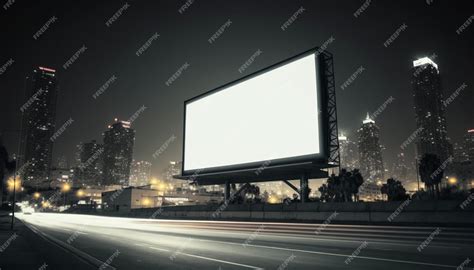 Premium Photo | A billboard on a city street with the lights on.