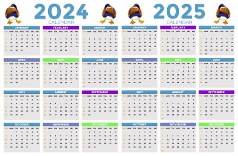 2024 2025 Calendar Design Template For Happy New Year 28182897 Vector