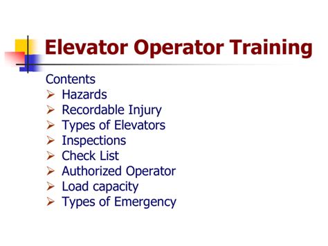 Elevator Operator Training