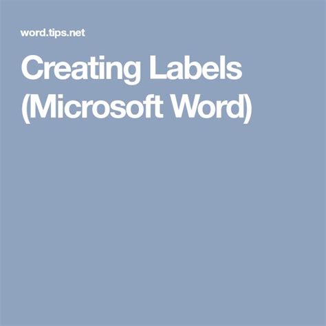 Creating Labels (Microsoft Word) | Labels, Words, Printing labels