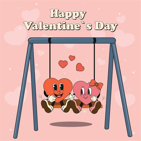 Happy Valentine S Day Vintage Templates Of Greeting Card Groovy Lovely