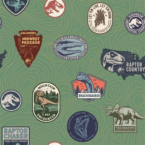 Roommates Jurassic World Badges Multicolor Vinyl Peel And Stick Matte