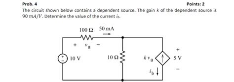 Solved Prob The Circuit Shown Below Contains A Dependent Chegg