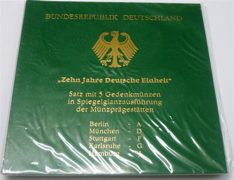 Deutschland BRD Germany 5 x 10 DM 2000 A J Gedenkmünzen Set Zehn