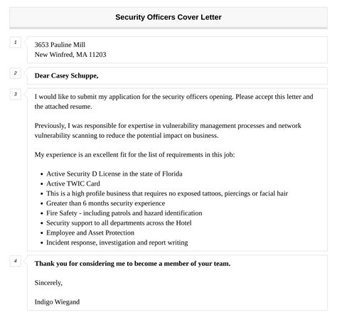 Security Officers Cover Letter Velvet Jobs