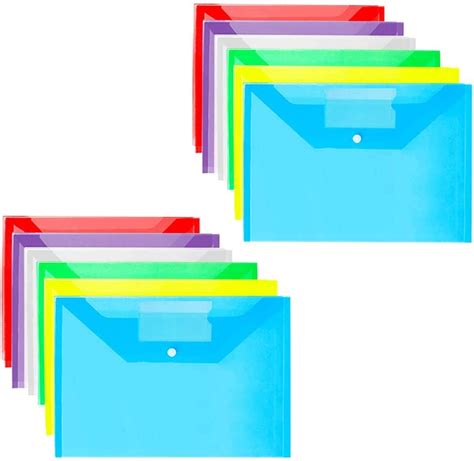 Buy Plastic Wallets 12 Pack A4 Plastic Folders Plastic Popper Wallet