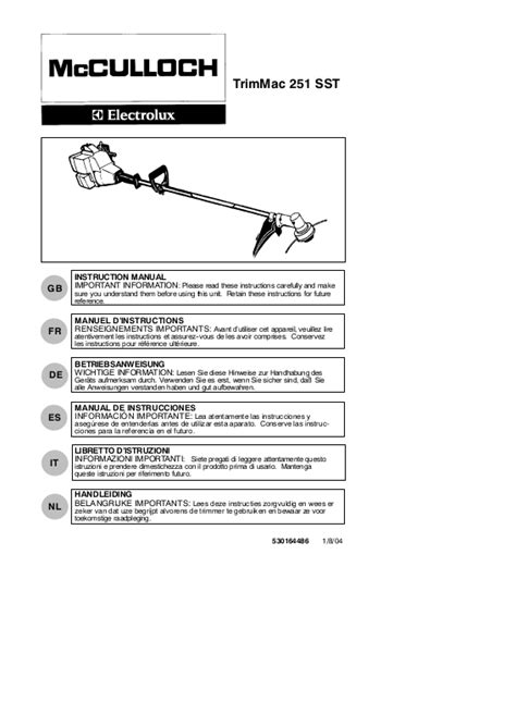 Mcculloch TRIMMAC 251 SST User Manual