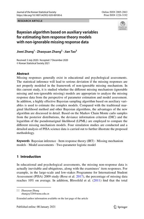 Pdf Bayesian Algorithm Based On Auxiliary Variables For Estimating