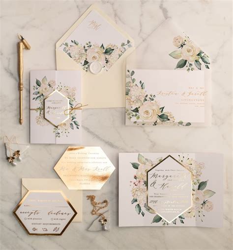 Wedding Invitations Gold Rose Gold Silver Glitter 12 Frameg Z