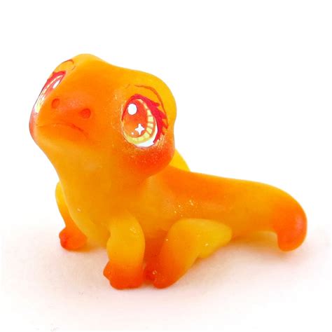 Fire Salamander Figurine Polymer Clay Elementals Collection Narwhal