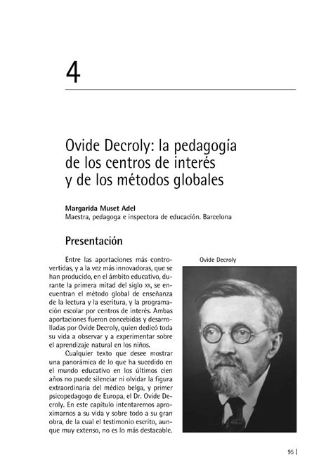 Unidad 3 Olive Decroly 4 Ovide Decroly La Pedagogía De Los Centros