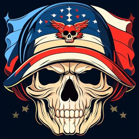 Premium Vector | Digital art of skull with american flag