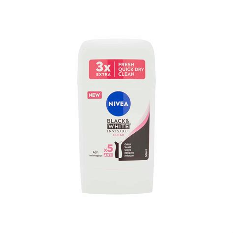 NIVEA BLACK AND WHITE INVISIBLE CLEAR ANTI-PERSPIRANT STICK 50ML