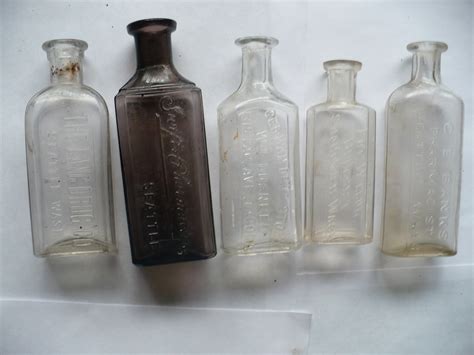 5 Antique Bottles Early Pharmacy Bottles From Washington State Etsy