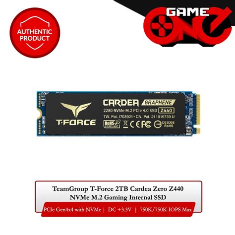 TeamGroup T Force 2TB Cardea Zero Z440 NVMe M 2 Gaming Internal SSD