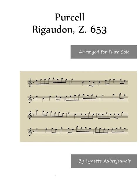 Rigaudon Z 653 Flute Solo Arr Lynette Auberjeunois By Henry Purcell Sheet Music For Flute