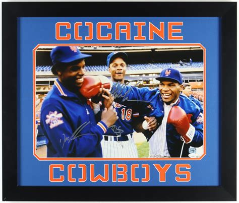 Mike Tyson Darryl Strawberry Dwight Gooden Signed Mets Custom Framed