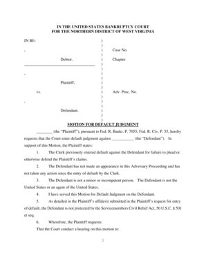 Motion For Default Judgment Fill And Sign Printable Template Online