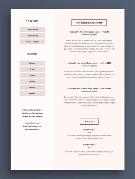 Free Professional Resume CV Template in Illustrator (AI) Format - CreativeBooster