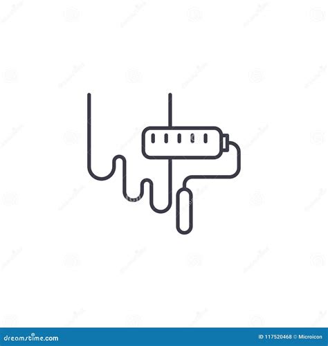 Concetto Lineare Dell Icona Del Rullo Di Pittura Linea Segno Di Vettore