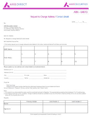 Fillable Online Simplehai Axisdirect Request To Change Address Contact