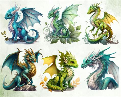 Fantasy Colorful Dragon Clipart Watercolor Dragon Clipart - Etsy