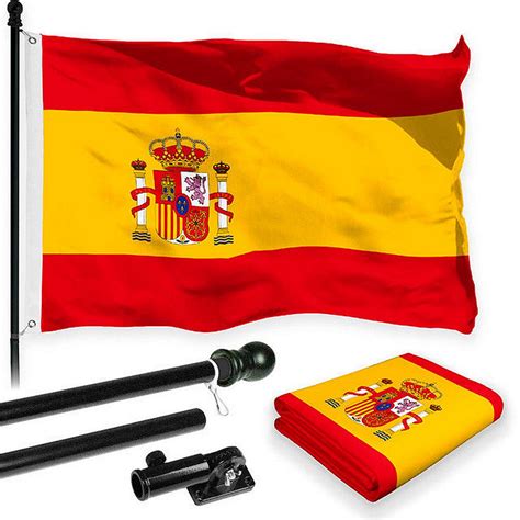 G128 Combo Pack 6 Feet Tangle Free Spinning Flagpole Black Spain