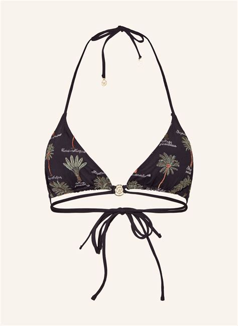 watercult Triangel Bikini Top ART HERBARIA in schwarz grün