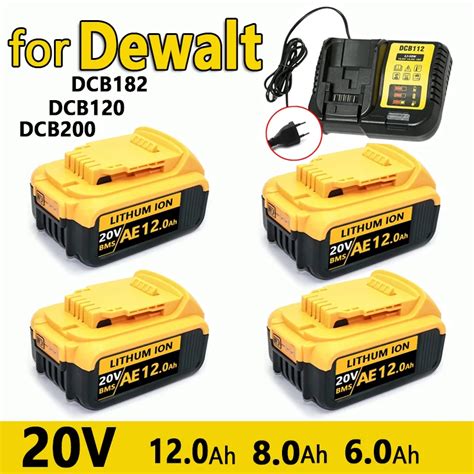 20v 6ah Max Lithium Battery Power Tool Replacement For Dewalt Dcb200 Dcb184 Dcb181 Dcb182 20v 6a