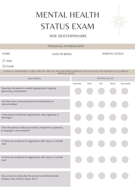 Mental Status Exam MSE Cheat Sheet DBT Therapy Forms Client Intake