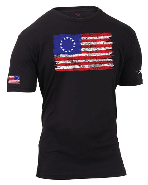 Colonial Betsy Ross Flag T Shirt Black Army Navy Store