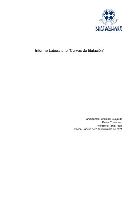 Trabajo Lab Curva De Titulacion Informe Laboratorio Curvas De