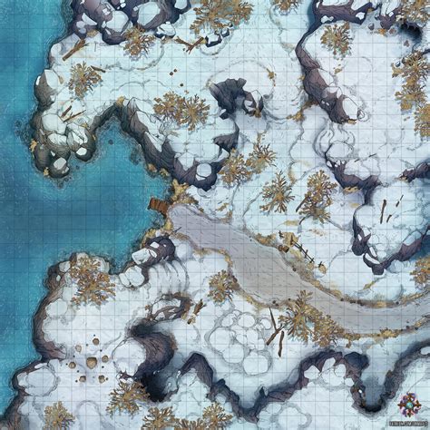 Snowy Forest Path Battle Map 30x30 : r/DungeonsAndDragons