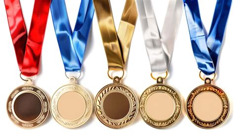 Gold medals with ribbons isolated on white set | Premium AI-generated image