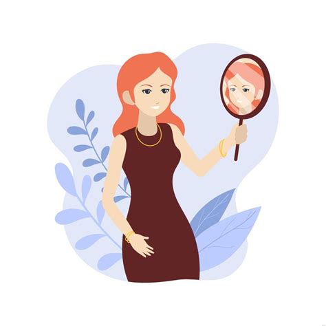 Woman Looking In Mirror Illustration In Illustrator Svg  Eps Png