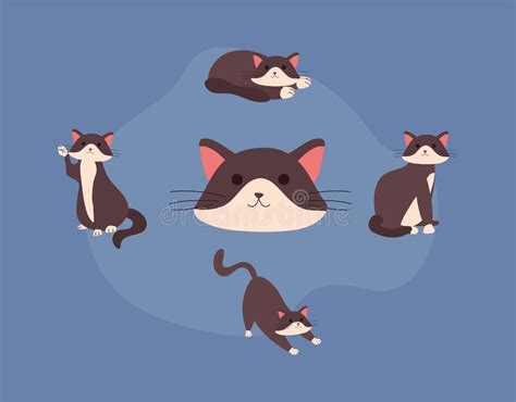 Personagens De Felinos De Gatos Pequenos E Bonitos Ilustração do Vetor