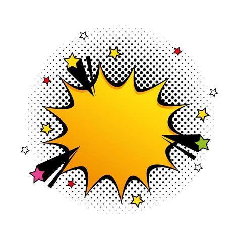 Explosion Yellow Color With Stars Pop Art Style Icon Vector Art