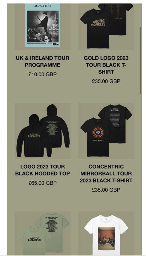 Tour merch available online : r/arcticmonkeys